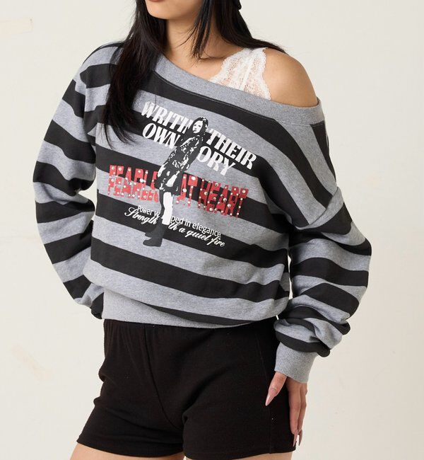  「エリオットラインストーンコンパクトオフショル 」|Tシャツ・カットソー|