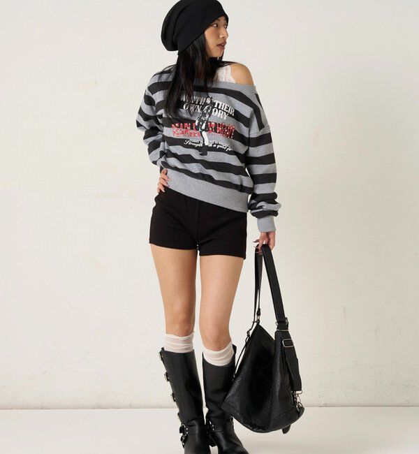  「エリオットラインストーンコンパクトオフショル 」|Tシャツ・カットソー|