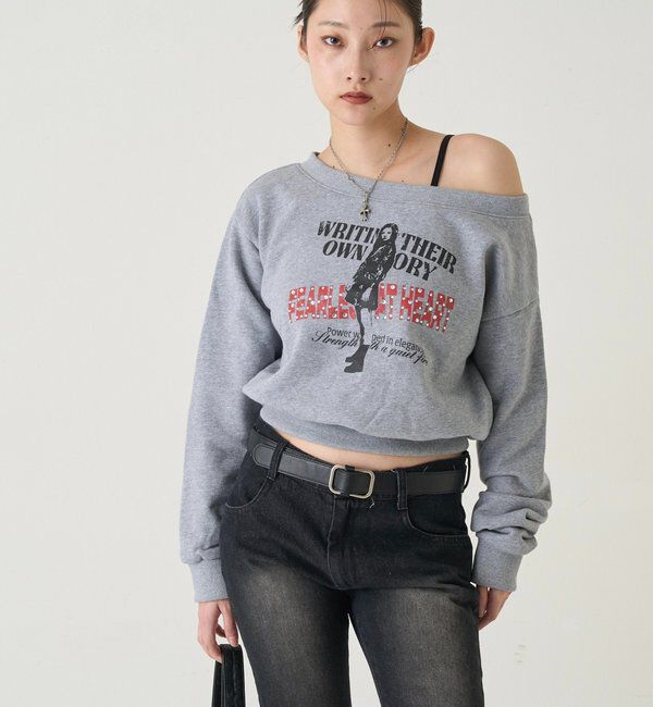  「エリオットラインストーンコンパクトオフショル 」|Tシャツ・カットソー|