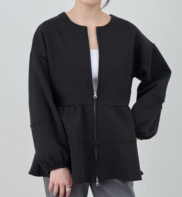  「ポンチペプラムトップス」|Tシャツ・カットソー|ブラック