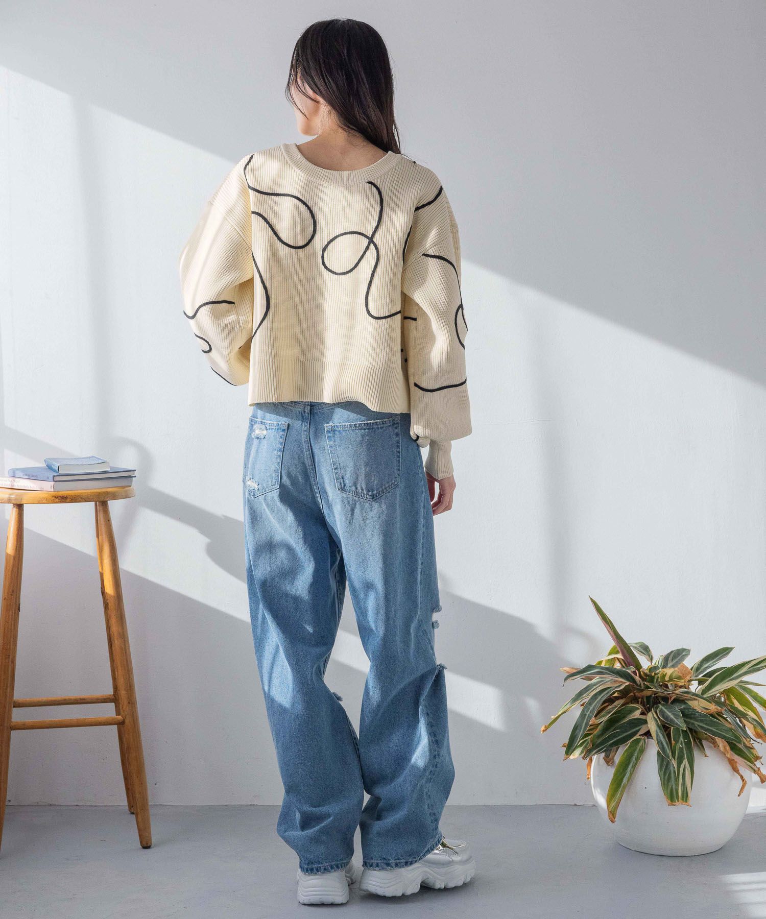 LOWRYS FARM「【前後着用可能】エンブロイダリー２ＷＡＹカーディガン」|ニット・セーター|