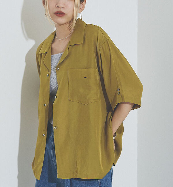 NOMINE「【セットアップ着用可】ヴィンテージサテン 開襟 シャツ」|シャツ・ブラウス|マスタード