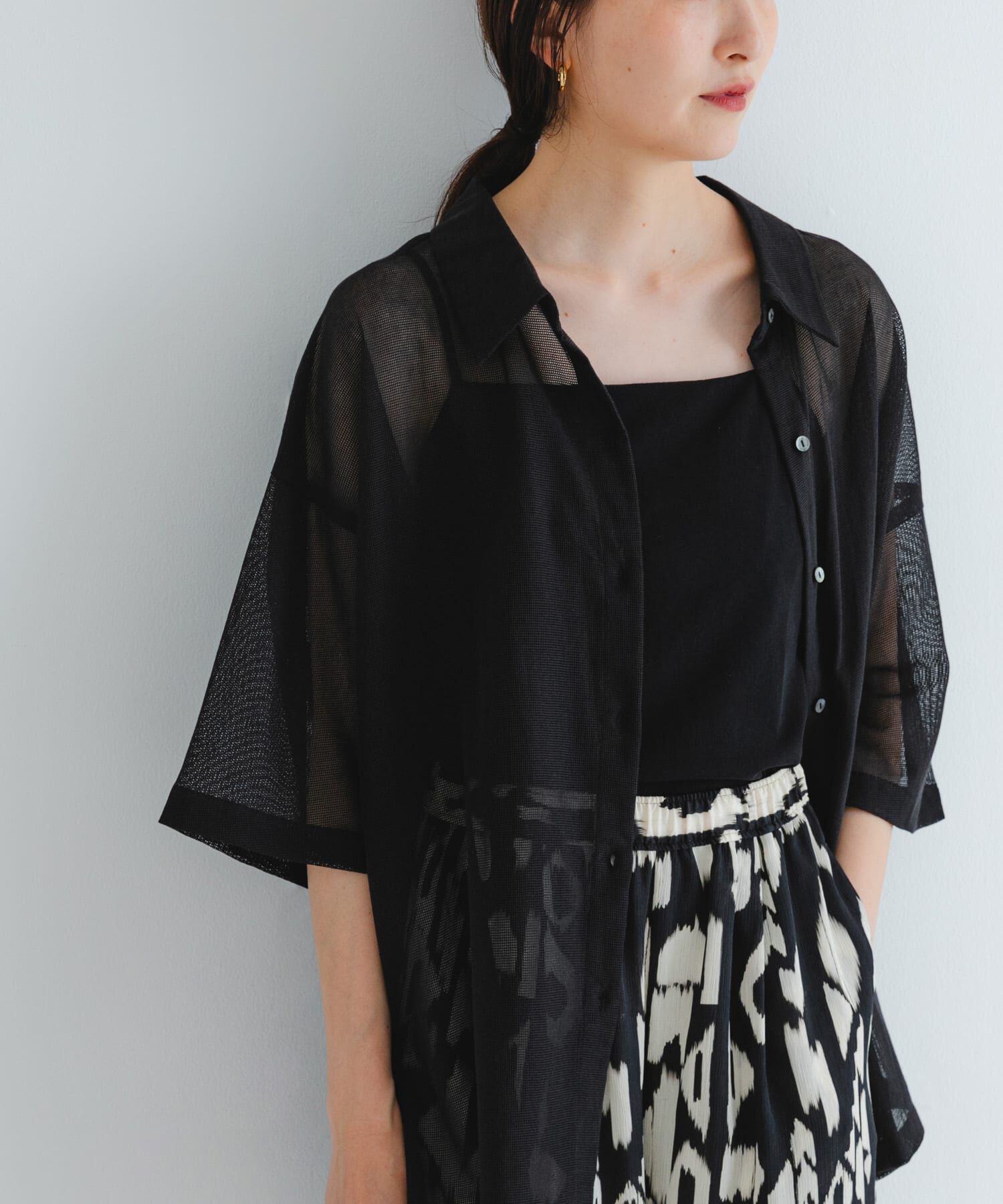 URBAN RESEARCH「コットンカラミシアーオーバーシャツ」|シャツ・ブラウス|ブラック