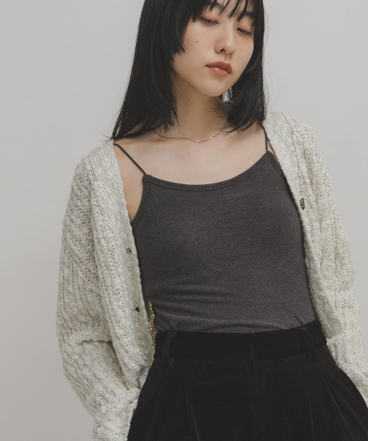  「ピーチスキンカップ付きキャミソール」|キャミソール|チャコールグレー