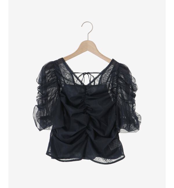 MAJESTICLEGON「ギャザーボリュームチュールトップス」|Tシャツ・カットソー|