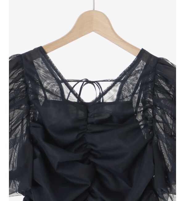 MAJESTICLEGON「ギャザーボリュームチュールトップス」|Tシャツ・カットソー|