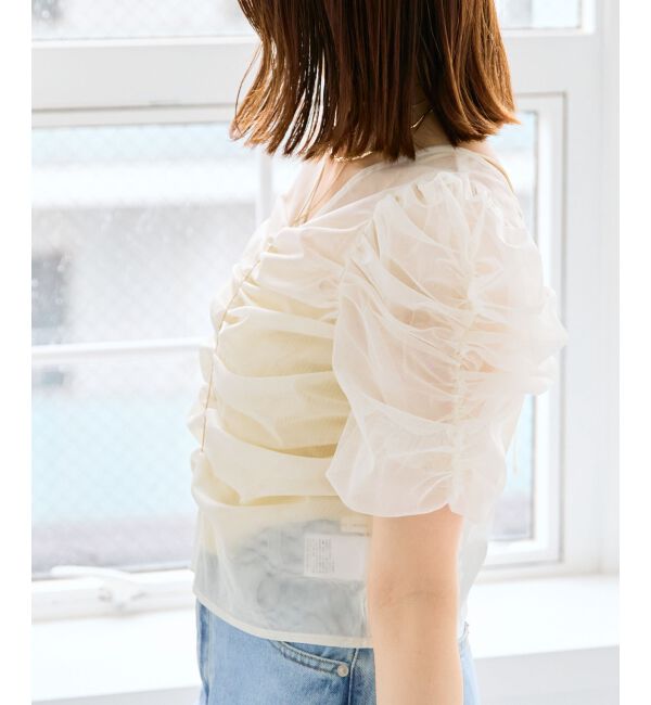 MAJESTICLEGON「ギャザーボリュームチュールトップス」|Tシャツ・カットソー|