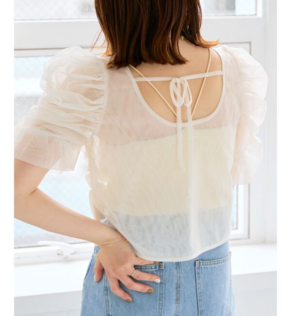 MAJESTICLEGON「ギャザーボリュームチュールトップス」|Tシャツ・カットソー|
