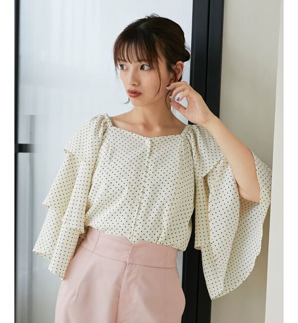 MAJESTICLEGON「フレアーフリルスリーブブラウス」|シャツ・ブラウス|