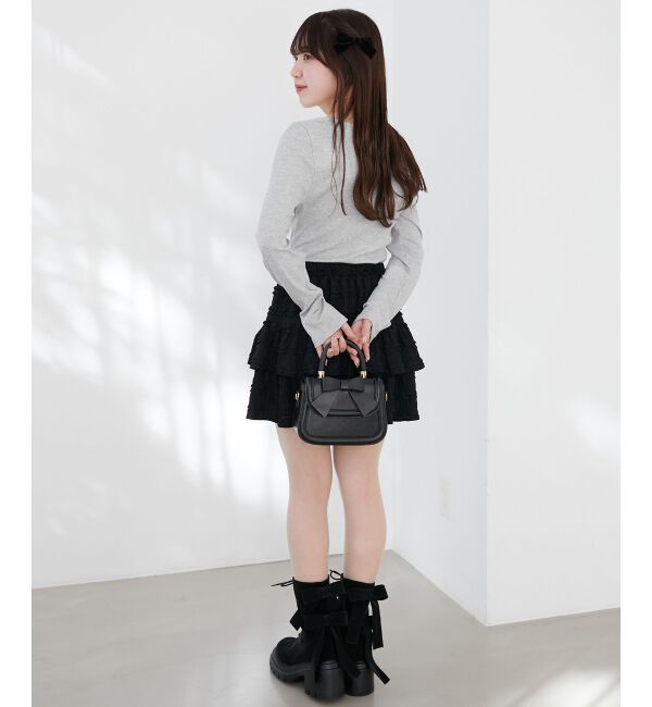  「レース使い肩リボントップス」|Tシャツ・カットソー|