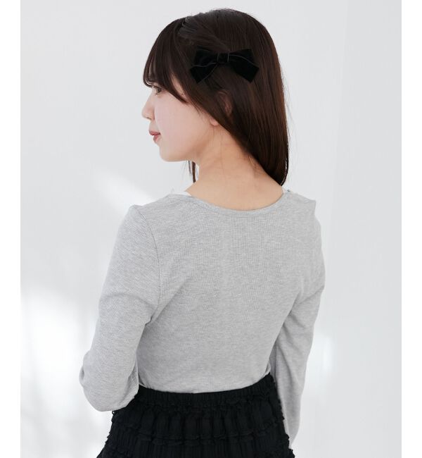  「レース使い肩リボントップス」|Tシャツ・カットソー|