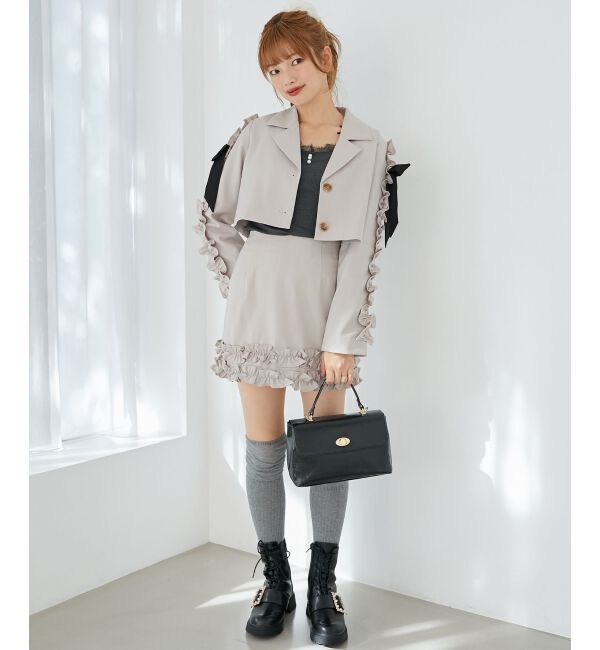  「レース使い肩リボントップス」|Tシャツ・カットソー|