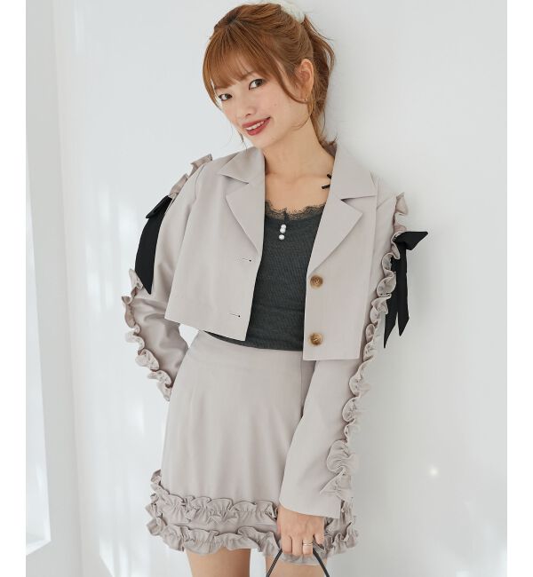  「レース使い肩リボントップス」|Tシャツ・カットソー|