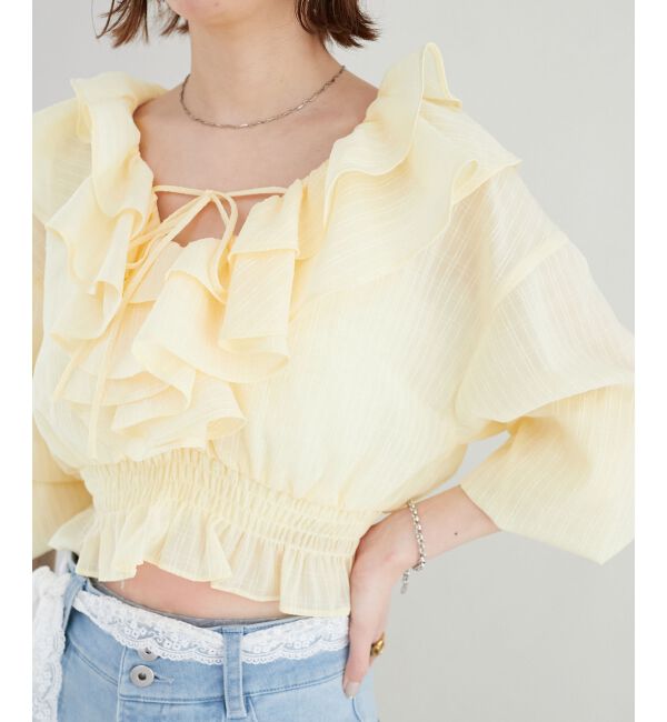  「フロントリボンシアーフリルブラウス」|シャツ・ブラウス|