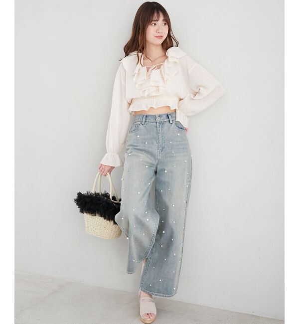  「フロントリボンシアーフリルブラウス」|シャツ・ブラウス|