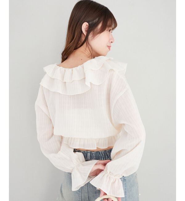  「フロントリボンシアーフリルブラウス」|シャツ・ブラウス|