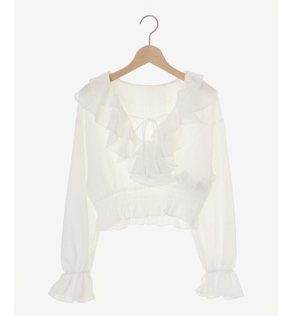  「フロントリボンシアーフリルブラウス」|シャツ・ブラウス|