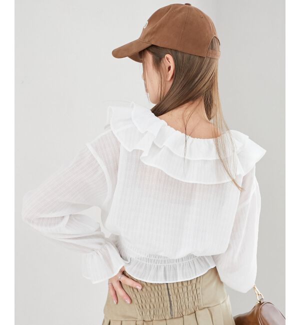  「フロントリボンシアーフリルブラウス」|シャツ・ブラウス|