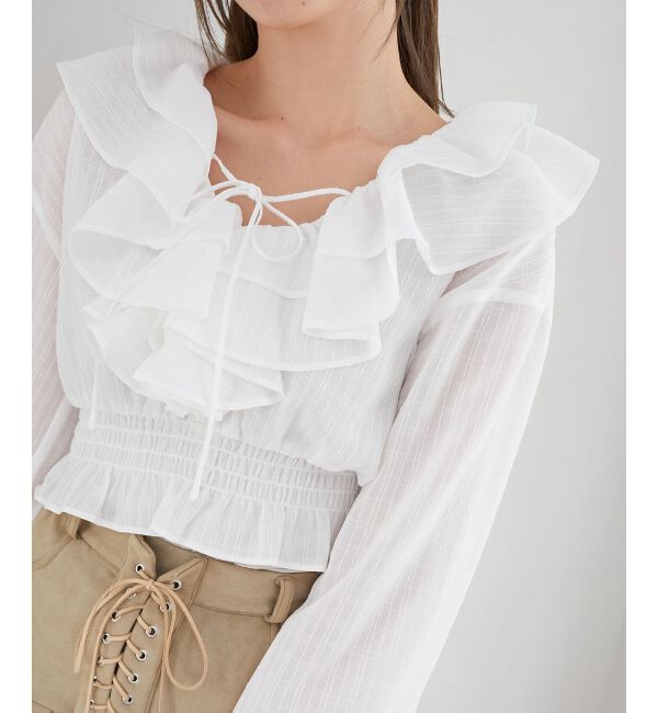  「フロントリボンシアーフリルブラウス」|シャツ・ブラウス|