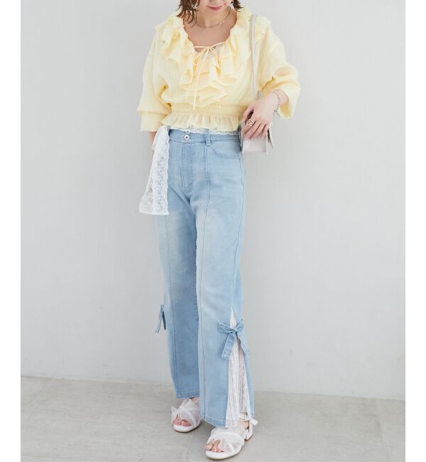  「フロントリボンシアーフリルブラウス」|シャツ・ブラウス|