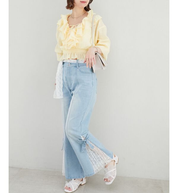  「フロントリボンシアーフリルブラウス」|シャツ・ブラウス|