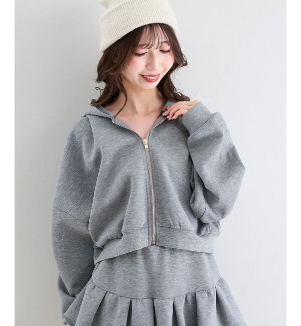  「&infin;キラキララインストーンショートパーカー」|パーカー|