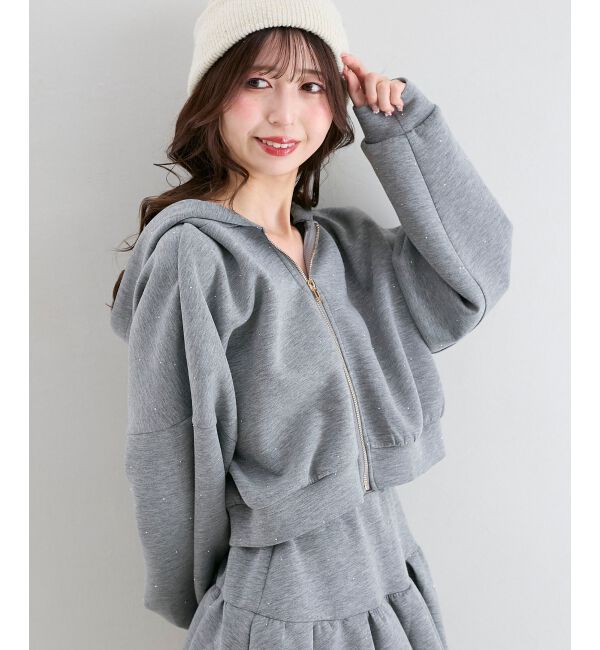  「&infin;キラキララインストーンショートパーカー」|パーカー|