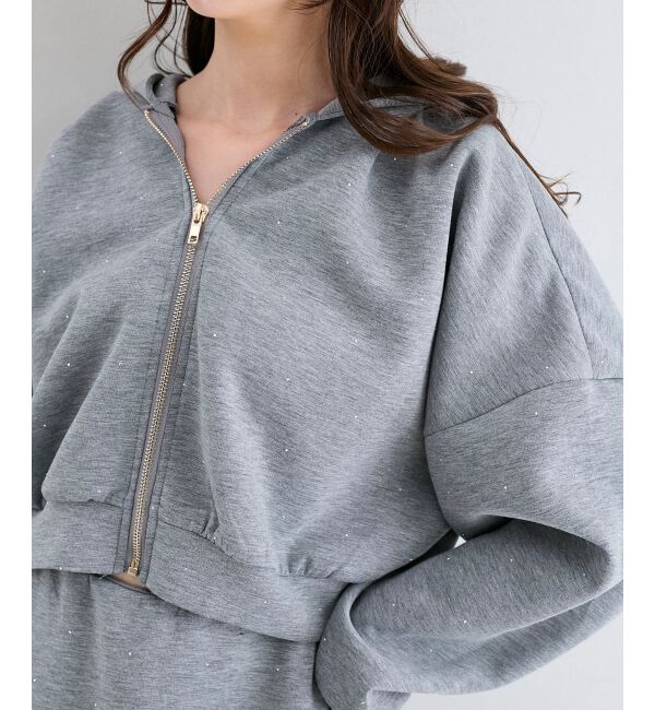  「&infin;キラキララインストーンショートパーカー」|パーカー|