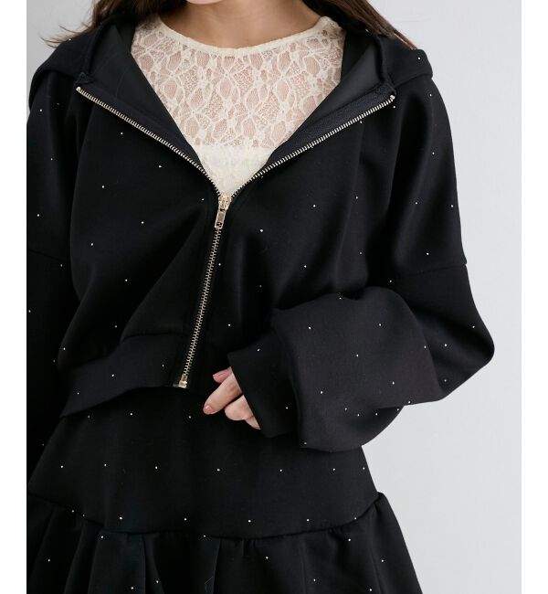  「&infin;キラキララインストーンショートパーカー」|パーカー|