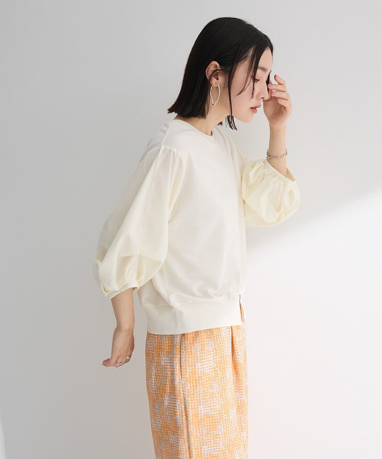 Green Parks「2WAY7分袖タック裾ZIPプルオーバー」|Tシャツ・カットソー|