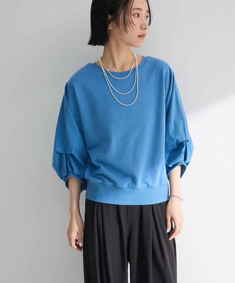 Green Parks「2WAY7分袖タック裾ZIPプルオーバー」|Tシャツ・カットソー|