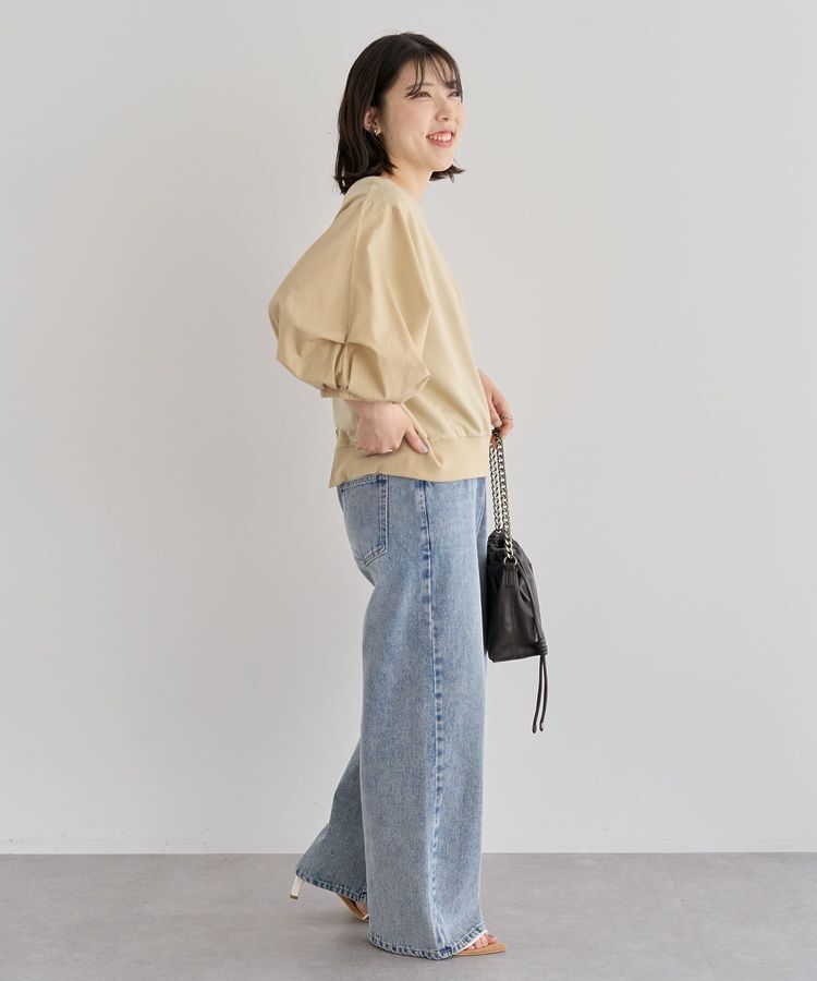 Green Parks「2WAY7分袖タック裾ZIPプルオーバー」|Tシャツ・カットソー|