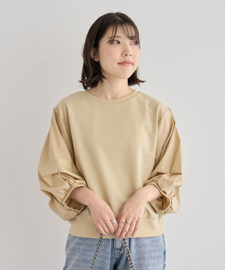 Green Parks「2WAY7分袖タック裾ZIPプルオーバー」|Tシャツ・カットソー|