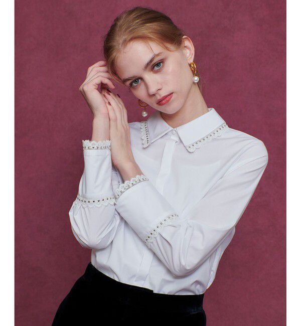 LOULOU WILLOUGHBY「【LOULOU WILLOUGHBY】レーストリミングシャツ」|シャツ・ブラウス|