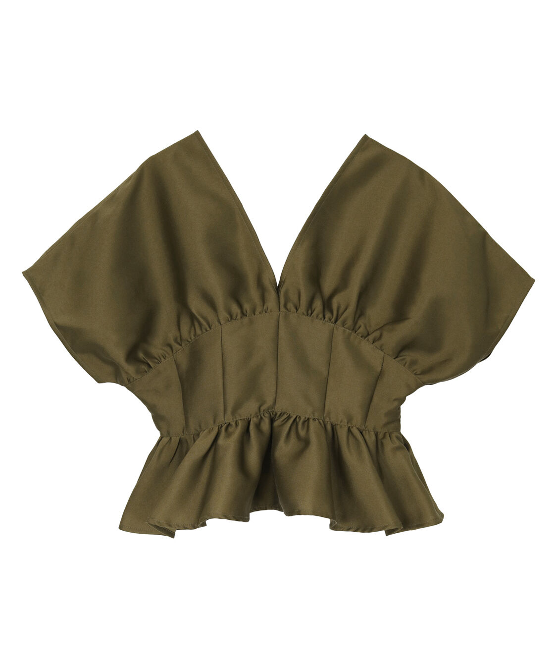 ur's「ﾃﾞｨｰﾌﾟVﾈｯｸｸﾛｯﾌﾟﾄﾞﾌﾘﾙﾄｯﾌﾟｽ」|Tシャツ・カットソー|カーキ