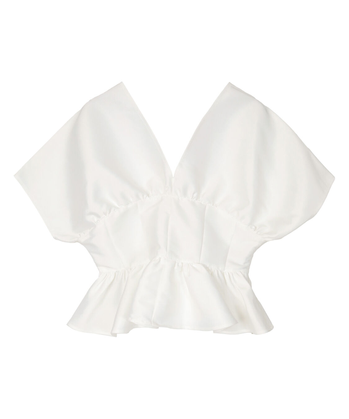 ur's「ﾃﾞｨｰﾌﾟVﾈｯｸｸﾛｯﾌﾟﾄﾞﾌﾘﾙﾄｯﾌﾟｽ」|Tシャツ・カットソー|ホワイト