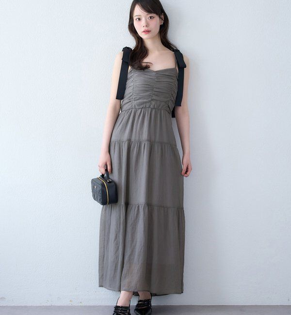  「背中あきティアードキャミワンピ」|ワンピース|