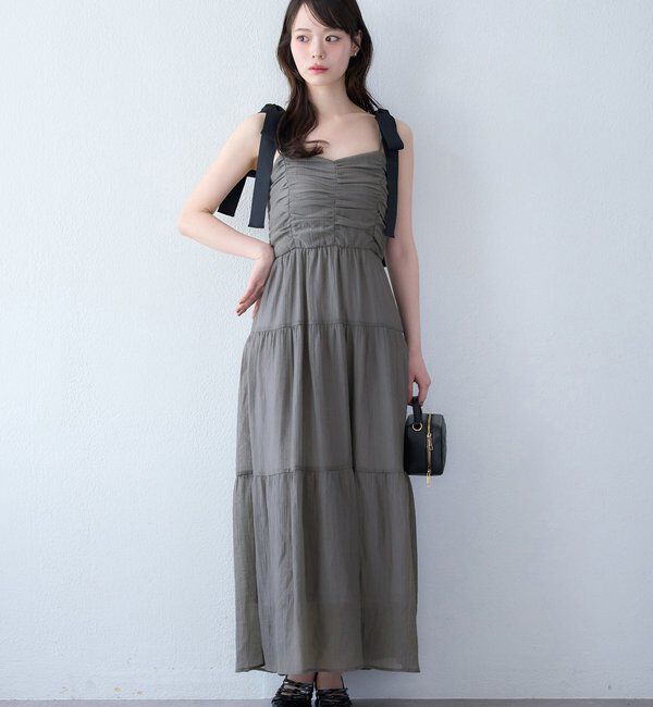  「背中あきティアードキャミワンピ」|ワンピース|