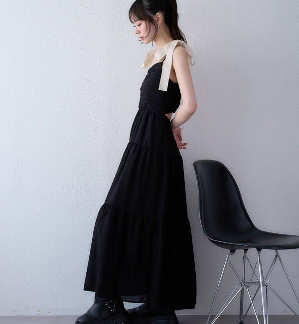  「背中あきティアードキャミワンピ」|ワンピース|