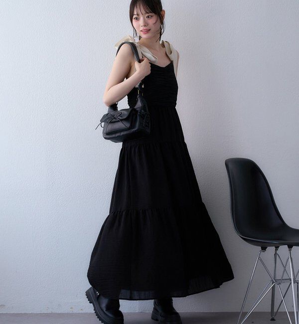  「背中あきティアードキャミワンピ」|ワンピース|