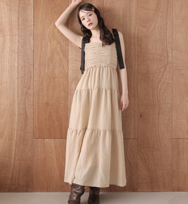  「背中あきティアードキャミワンピ」|ワンピース|