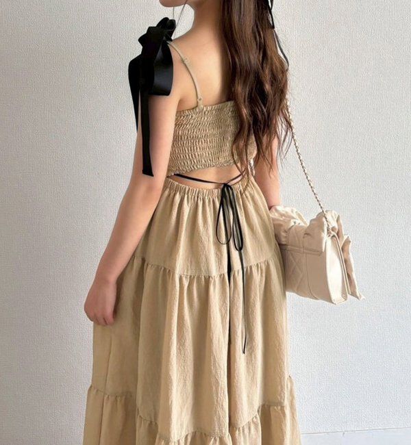  「背中あきティアードキャミワンピ」|ワンピース|