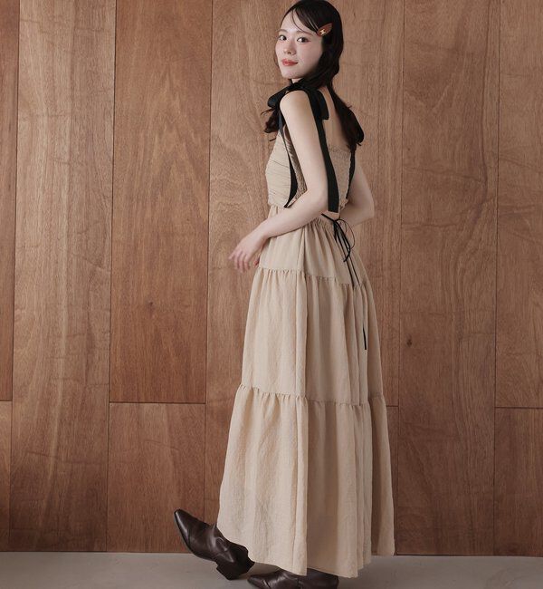  「背中あきティアードキャミワンピ」|ワンピース|