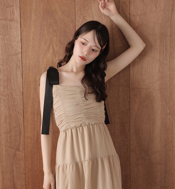  「背中あきティアードキャミワンピ」|ワンピース|