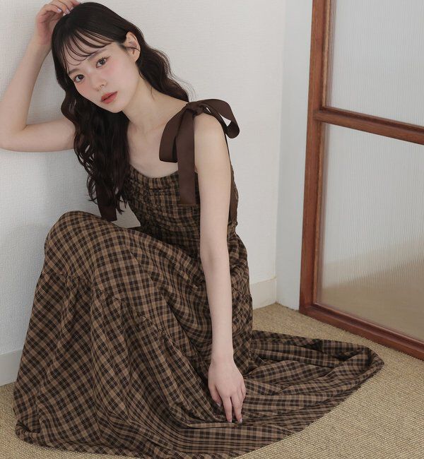  「背中あきティアードキャミワンピ」|ワンピース|