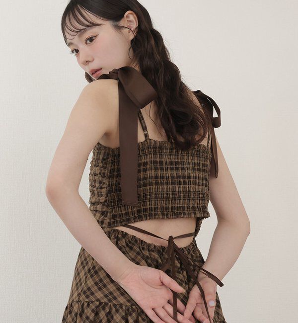  「背中あきティアードキャミワンピ」|ワンピース|