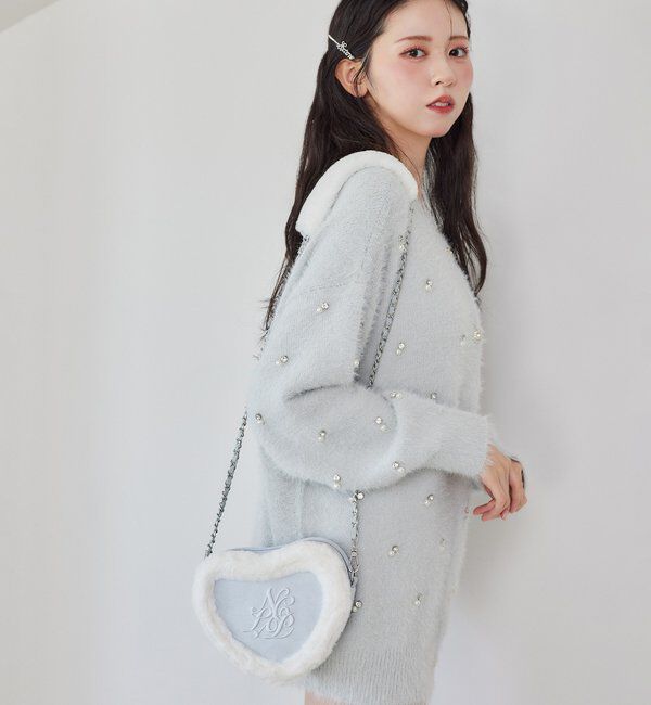  「ハートスエードロゴショルダーバッグ」|ショルダー・メッセンジャー|