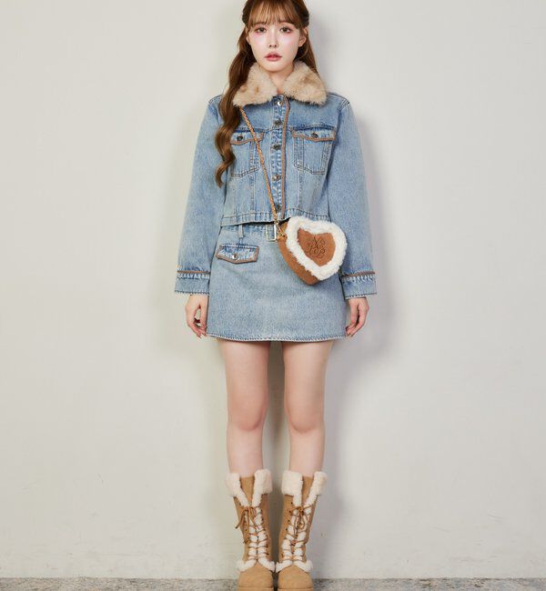  「襟ファー配色ジャケット」|ダウンベスト・ベスト|