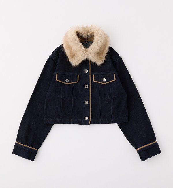  「襟ファー配色ジャケット」|ダウンベスト・ベスト|