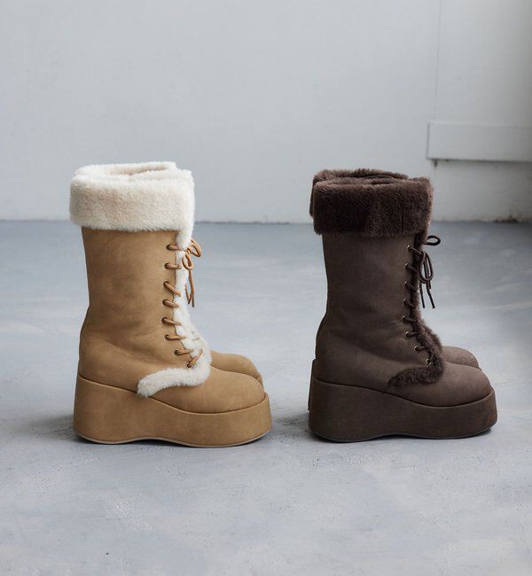  「マイナス３キロレースアップムートンブーツ」|その他|